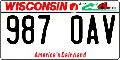 WI license plate 987OAV