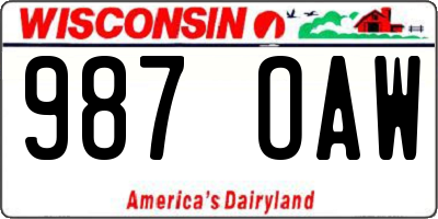 WI license plate 987OAW
