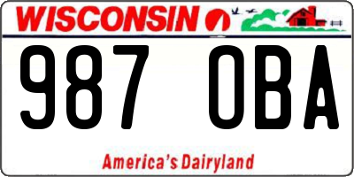 WI license plate 987OBA