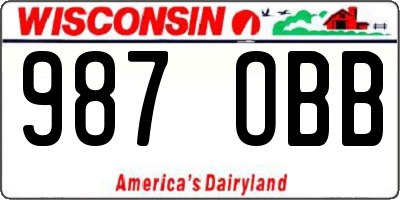 WI license plate 987OBB