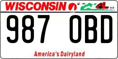 WI license plate 987OBD
