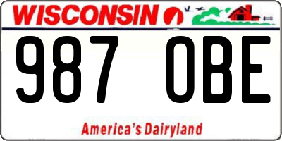WI license plate 987OBE