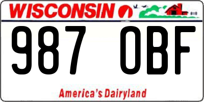 WI license plate 987OBF