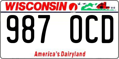 WI license plate 987OCD
