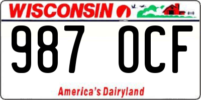 WI license plate 987OCF