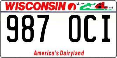 WI license plate 987OCI