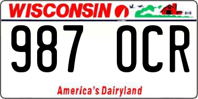 WI license plate 987OCR