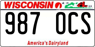 WI license plate 987OCS