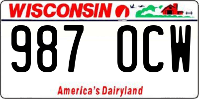 WI license plate 987OCW