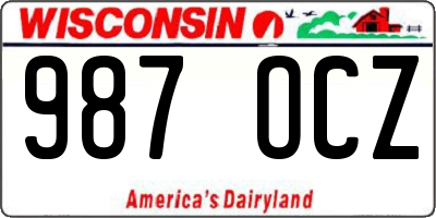 WI license plate 987OCZ