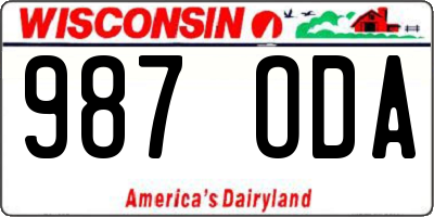 WI license plate 987ODA