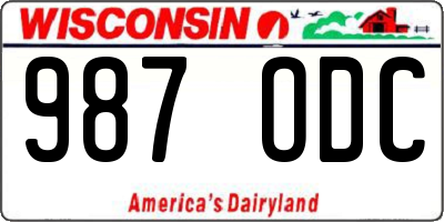 WI license plate 987ODC
