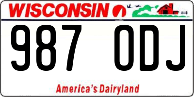 WI license plate 987ODJ
