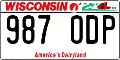 WI license plate 987ODP