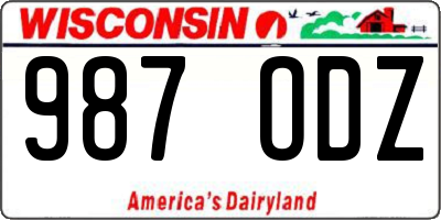 WI license plate 987ODZ