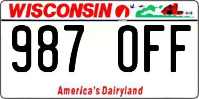 WI license plate 987OFF