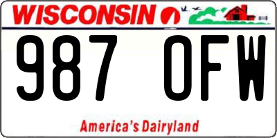 WI license plate 987OFW