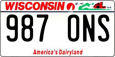 WI license plate 987ONS