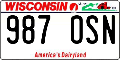 WI license plate 987OSN