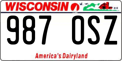 WI license plate 987OSZ