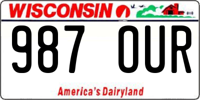 WI license plate 987OUR