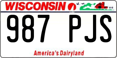 WI license plate 987PJS
