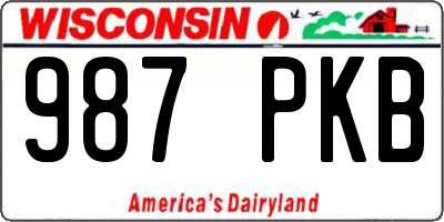 WI license plate 987PKB