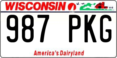 WI license plate 987PKG