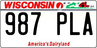 WI license plate 987PLA