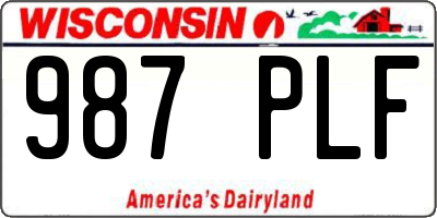 WI license plate 987PLF