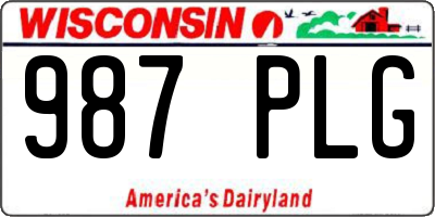 WI license plate 987PLG