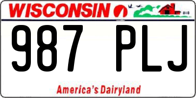 WI license plate 987PLJ