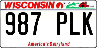 WI license plate 987PLK