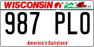 WI license plate 987PLO