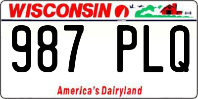 WI license plate 987PLQ