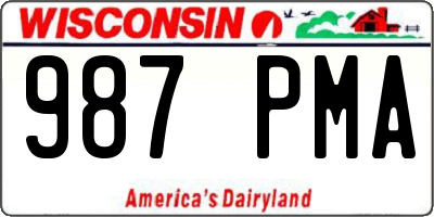 WI license plate 987PMA