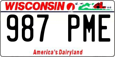 WI license plate 987PME