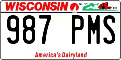 WI license plate 987PMS