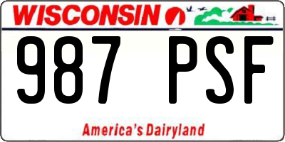 WI license plate 987PSF