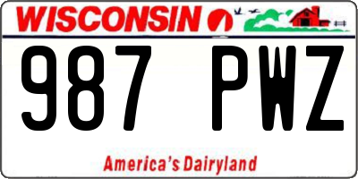 WI license plate 987PWZ