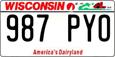 WI license plate 987PYO