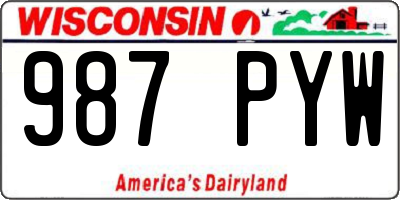 WI license plate 987PYW