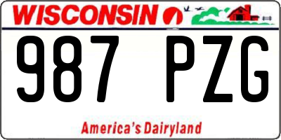 WI license plate 987PZG