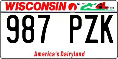 WI license plate 987PZK