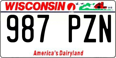 WI license plate 987PZN