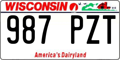 WI license plate 987PZT