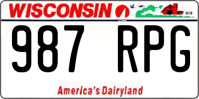 WI license plate 987RPG