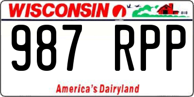 WI license plate 987RPP