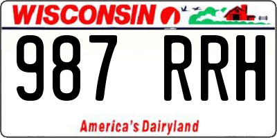 WI license plate 987RRH
