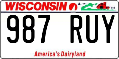 WI license plate 987RUY